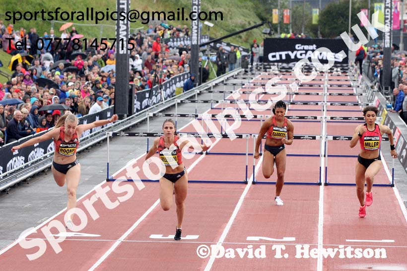 Womens 100 metres hurdles, 2018 Great North CityGames. Photo: David T. Hewitson/Sports for All Pics